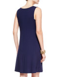 V-Neck Shaped Jersey Dress, Midnight