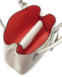 Saffiano Cuir Double Mini Tote Bag, White/Red (Bianco/Rosso)