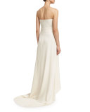 Isabella Strapless Lace-Trim Gown, Off White