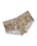 Printed Retro Lace Briefs, Leopard Nouveau, Plus Size