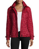 Finsbridge Hooded Quilted Short Jacket, Dark Crimson