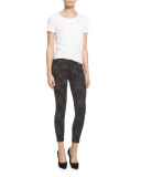 Verdugo Floral-Print Skinny Ankle Jeans, Black Pattern