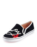 stefy "let's fly away" suede skate sneaker, navy