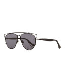 Technologic Cutout Aviator Sunglasses, Black