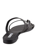 Susa Flat Leather Sandal, Black