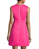 sleeveless crepe a-line dress, pink