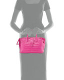 Cristina Small Crocodile Tote Bag, Pink Matte