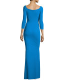 Ablkaramm 3/4-Sleeve Column Gown, Mare
