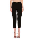 Side-Zip Skinny Cropped Pants, Black