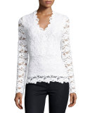 Dixie Lace V-Neck Top, Dove