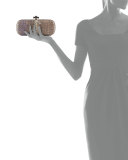 Woven Snakeskin Ayers Knot Clutch Bag, Pink