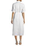 Guayabera Midi Shirtdress, Pure White