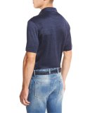 Cotton-Silk Polo Shirt, Medium Blue