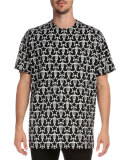 Star & Fork Printed Short-Sleeve T-Shirt, Black/White