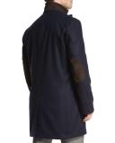 Cashmere Single-Breasted Car Coat, Navy