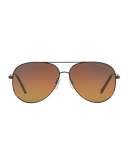 Gradient Metal Aviator Sunglasses, Black