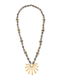 Long Labradorite Sun-Ray Pendant Necklace