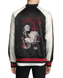 Paradise Leopard Souvenir Bomber Jacket, Black/White