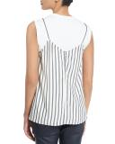 Jewel-Neck Monili-Strap Tank, Onyx