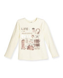 Long-Sleeve Accessories Jersey Tee, White, Size 3-6