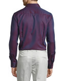 Micro-Dot Long-Sleeve Sport Shirt, Burgundy