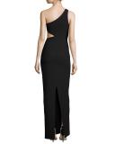 Leonella One-Shoulder Gown, Black