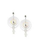 Concentric Labradorite Drop Earrings with Diamonds