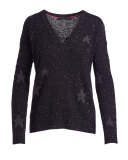 Leilani Star-Pattern Cashmere Sweater, Black Donegal/Charcoal