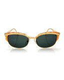 Printed Embossed Square Sunglasses, Gold