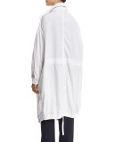 Long Cotton Twill Anorak, White