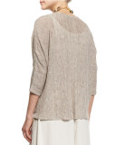 3/4-Sleeve Boxy Linen Melange Top