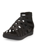Airy Caged Leather Sneaker, Black