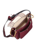 Hudson Small Suede Shoulder Bag, Dark Purple