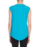 Button-Shoulder Logo Muscle Tee
