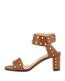 Veto Studded Leather 65mm Sandal, Canyon/Gold