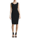 Napoli Sleeveless Notched Crepe Sheath Dress