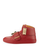 Women's 100mm Strap High-Top Sneaker, Scarlext Red