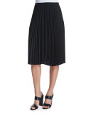 Micro-Pleated A-Line Skirt, Black