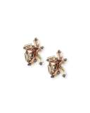 Champagne Baguette Diamond Cluster Earrings in 18K Rose Gold