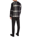 Large Check Intarsia Mohair-Blend Sweater, Black/White