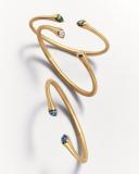 18K Yellow Gold Cuff Bracelet with Green Tourmaline