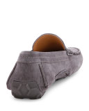Calf Suede Driver, Gray