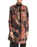 Makeda Paisley Open-Front Topper Jacket, Carnelian Multi