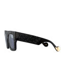 Mr. 3 AM Swarovski® Shield Sunglasses, Black Crystal
