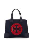 Ella Colorblock Nylon Tote Bag, Tory Navy/Cherry Apple 