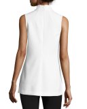 Jaya Sleeveless Embellished Mock-Neck Top, White