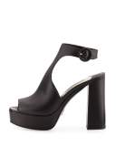 Leather Ankle-Wrap 115mm Sandal, Black (Nero)
