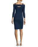Nellie Long-Sleeve Off-the-Shoulder Ruched Dress, Blue Notte 