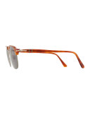Half-Rim Light-Horn Acetate Sunglasses, Light Brown