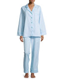Striped Classic Poplin Pajama Set, Turquoise